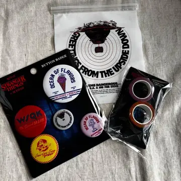 기묘한 이야기 쓰리코인즈 캔뱃지 + 마스킹 테이프 + 덤