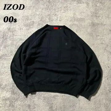 00sIZOD 코튼 니트 자카드 체크 블랙 M 라코스테 LACOSTE