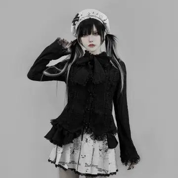 DimMoire 가시 리본 타이 블라우스 Black