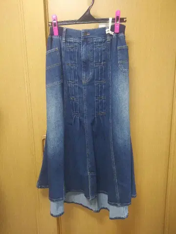 데님 플레어 스커트 허리밴딩