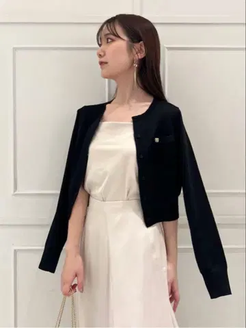 SNIDEL 크루넥 라메 니트 가디건