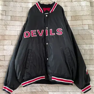 바시티 자켓 충전솜 나일론 자켓 센터 자수 DEVILS 블랙 XL