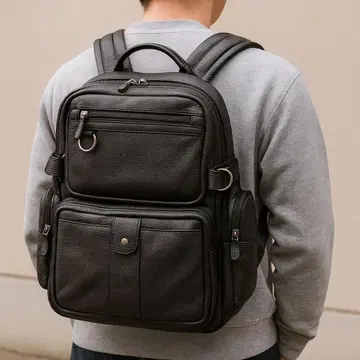 [ 새상품 ] TIDING 천연 가죽 레더 백팩 다수납 백