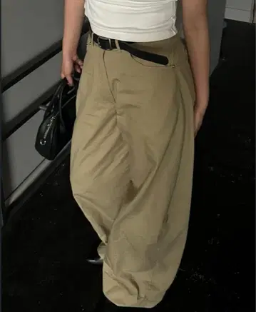 iseeroom barrel leg pants beige