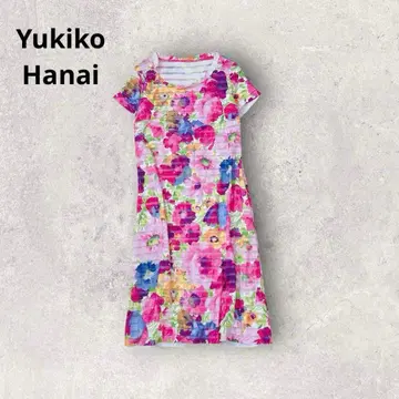 유키코 하나이 티셔츠 원피스 플라워 프린트 일본제 꽃무늬 리조트
