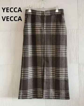 예카 베카 체크 무늬 스트레치 내로우 스커트