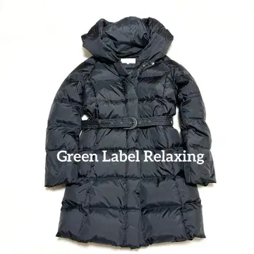 [ 새상품급 ] 그린 라벨 릴랙싱 다운 롱 코트 후드 벨트 블랙