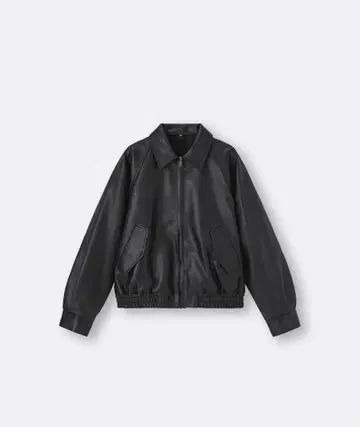 지유 페이크 레더 해링턴 자켓 S