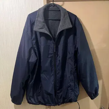 90s 올드 유니클로 네이비 나일론 자켓 그레이 플리스 XL