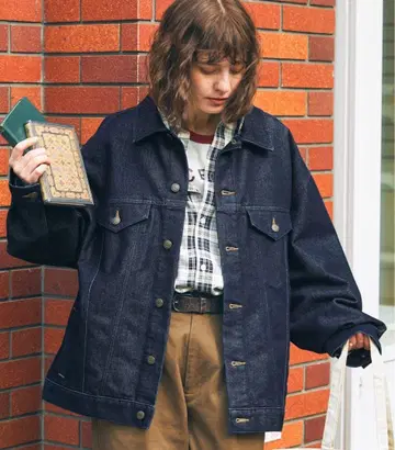 빅 실루엣 신치 벨트 디자인 데님 자켓