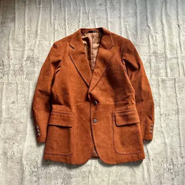스웨이드 테일러드 자켓 오렌지 브라운 벨벳 벨로아 레트로