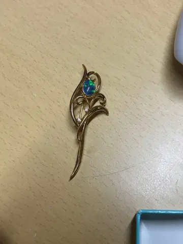 오팔 925 실버 23GP 골드 브로치