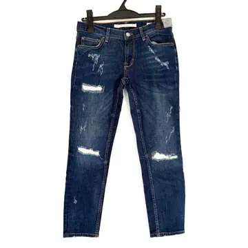 ZARA woman 자라 데미지 진 네이비 34