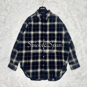 새상품급 Spick & Span 메탈 버튼 옴브레 체크 루즈 셔츠