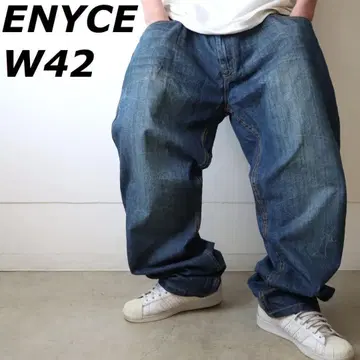 ENYCE 에니체 데님 와이드 디자인 자수 로고 W42