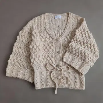 츠모리치사토 니트 손뜨개질 가디건