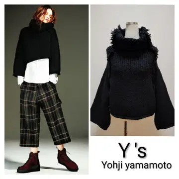 [택 포함 새상품] Y's 와이즈 숏 기장 귀여운 니트 블랙