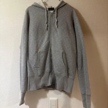 chimalo 도트 무늬 그레이 더블 지퍼 후드티