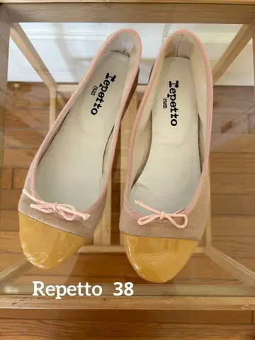 레페토 Repetto 플랫 발레 슈즈 38 페이턴트 스웨이드