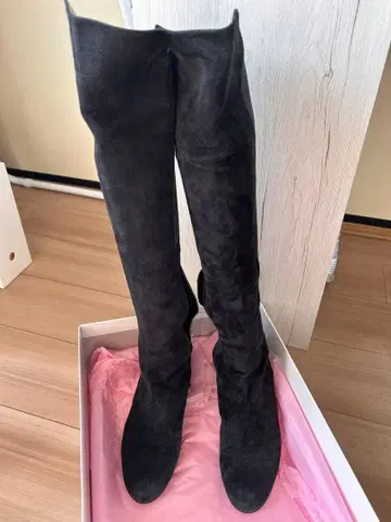 블랙 스웨이드 롱 부츠 24.5cm DIANA 사이드 지퍼 포함