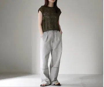 [ YENN / 이엔 ] 턱 와이드 데님 팬츠 라이트 그레이