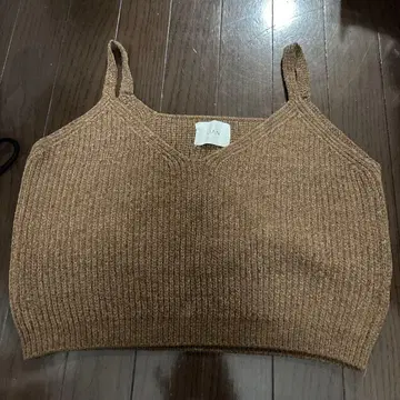 LIAN 브라운 니트 베스트 뷔스티에