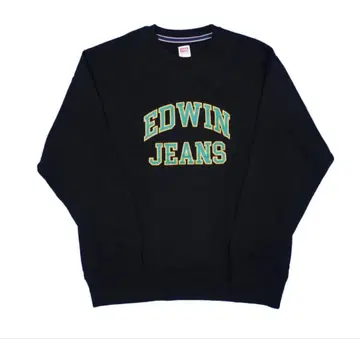 EDWIN 에드윈 맨투맨 남성용 긴팔 크루넥 블랙