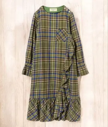 겨울 대세일 BEAMS BOY 워크 체크 롱 슬리브 원피스