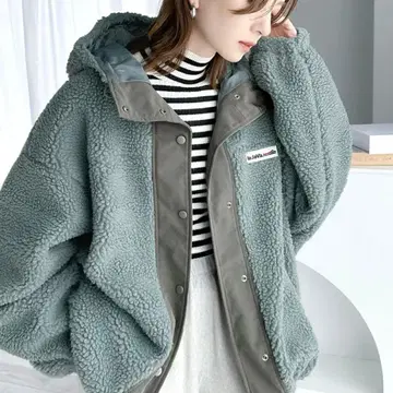 플리스 자켓 보아 자켓 M 그린
