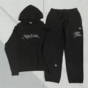 뉴에라 NEW ERA 맨투맨 후드티 상하의 세트 남성용 L 블랙