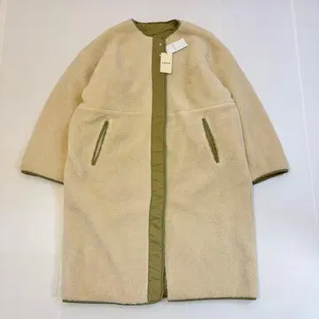 코엔 coen 코트 리버서블 보아 퀼트 롱 카키 L