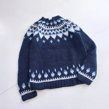빈티지 노르딕 니트 네이비 벌키 니트 A11
