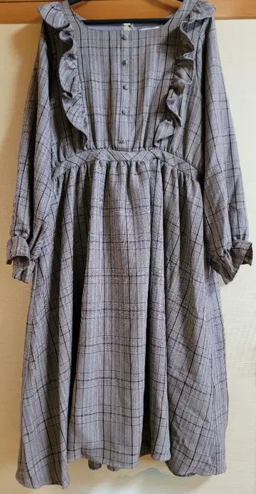 미사용 새상품 브라운 체크 아오키 미사코 콜라보 빅 사이즈 원피스 4L