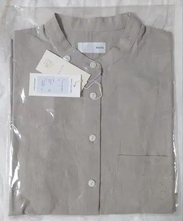 HUIS 기자 코튼 헴프 밴드 카라 블라우스 (내추럴 그레이) U112