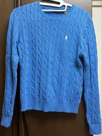 폴로 케이블 니트 스웨터 파랑 긴팔