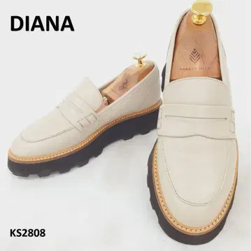 다이애나 새상품급 통굽 로퍼 가죽 그레이지 22cm 일본제