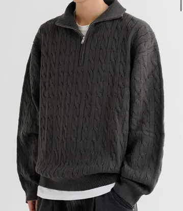 한국 집업 니트 차콜