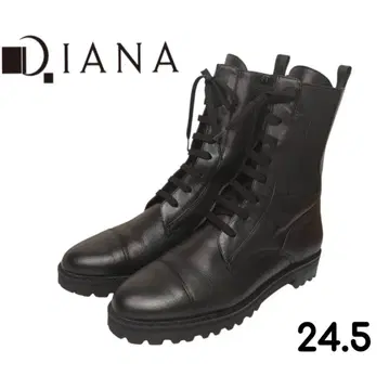 컨디션 최상 인기 DIANA 레이스업 부츠 지퍼 블랙 24.5
