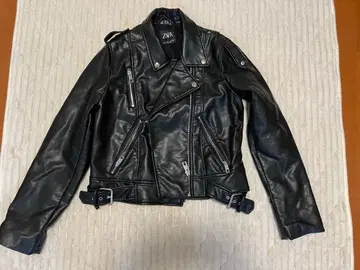 ZARA 블랙 가죽 라이더 자켓