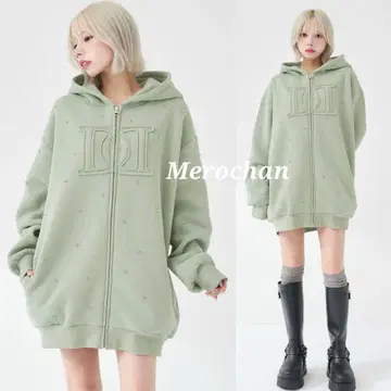 다리치 DD 로고 비쥬 지퍼 후드티 민트