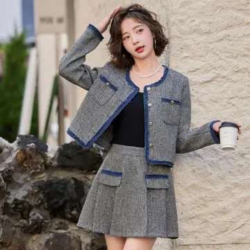 그레이 트위드 셋업 스커트