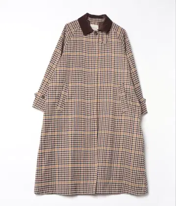 체크 무늬 스텐카라 코트