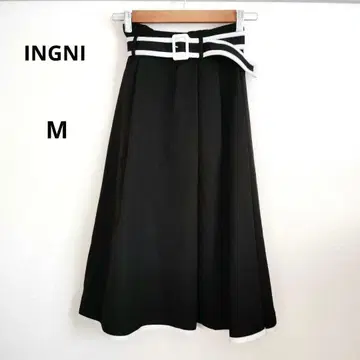 INGNI 플레어 롱 스커트 벨트 포함 M 블랙 잉그 블랙