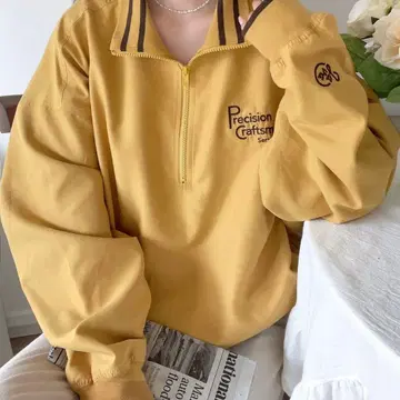 JaVa 별주 하프 지퍼 풀오버 옐로우 컬러