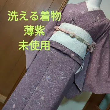 워셔블 기모노 폴리에스테르 연보라 코몬 기모노 새상품급