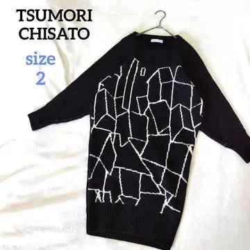 츠모리치사토 하우스 자카드 니트 원피스 울 츠모리치사토 돌먼 올 패턴