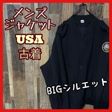 블루종 아우터 남성용 블랙 XL USA 구제 의류 90s 긴팔 자켓