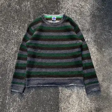 00s ABAHOUSE 모헤어 50% 보더 니트 그런지