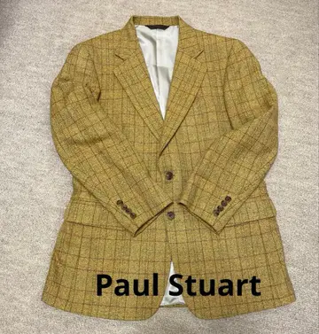 폴 스튜어트 베이지 계열 체크 테일러드 자켓 M