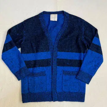 에스트네이션 ESTNATION 울 모헤어 가디건 니트 L 블루